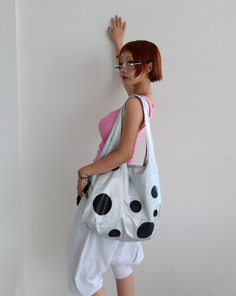 mixed dot bling silver shoulder bag
