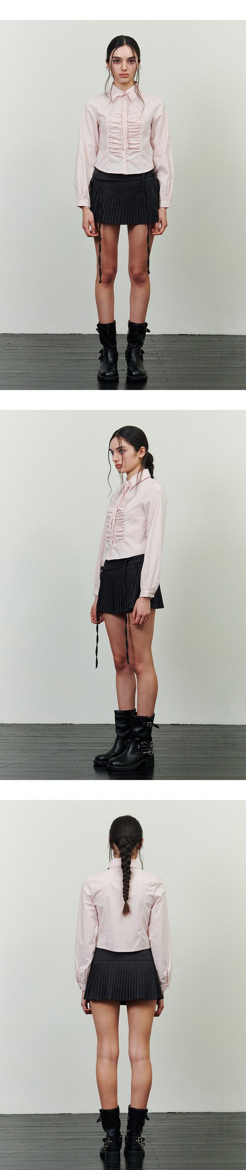 ELIN SHIRRING SHIRT pink