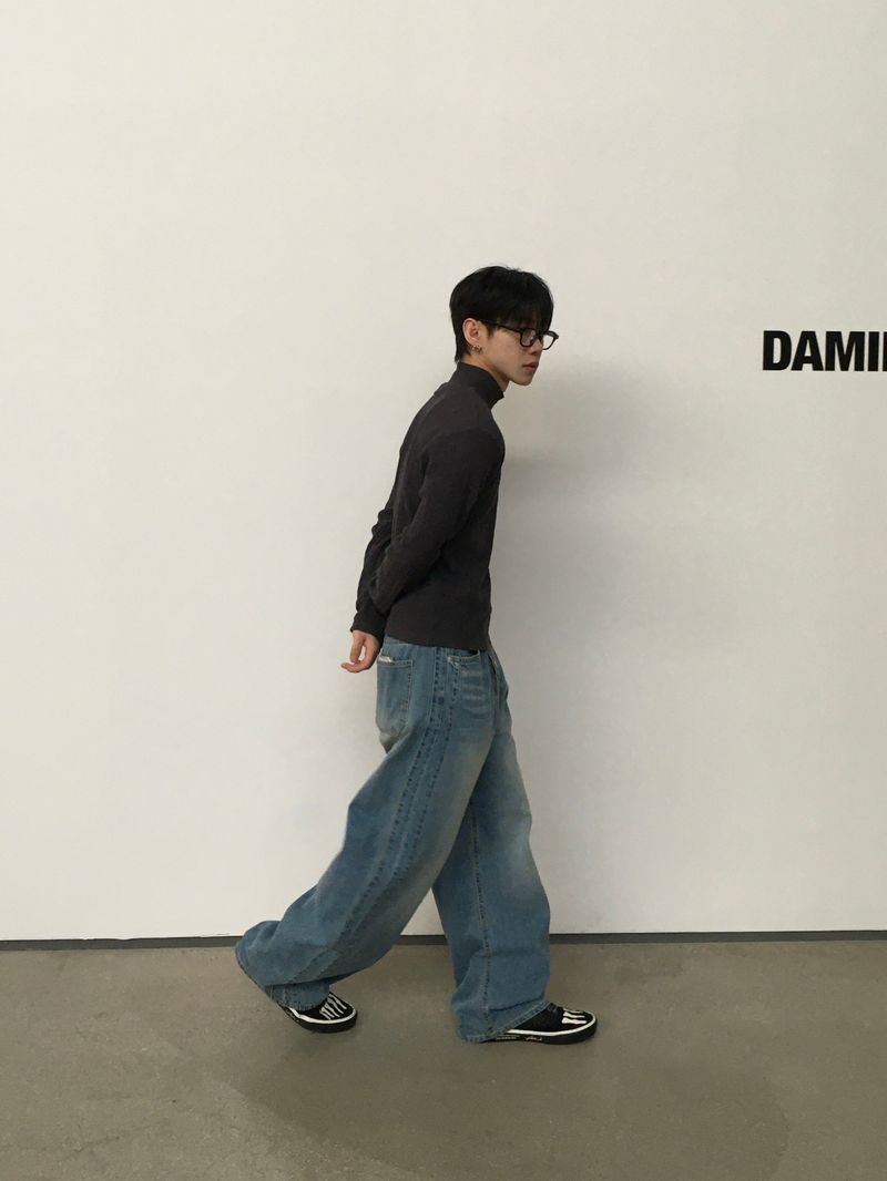 Arne Button Fly Curved Denim Pants