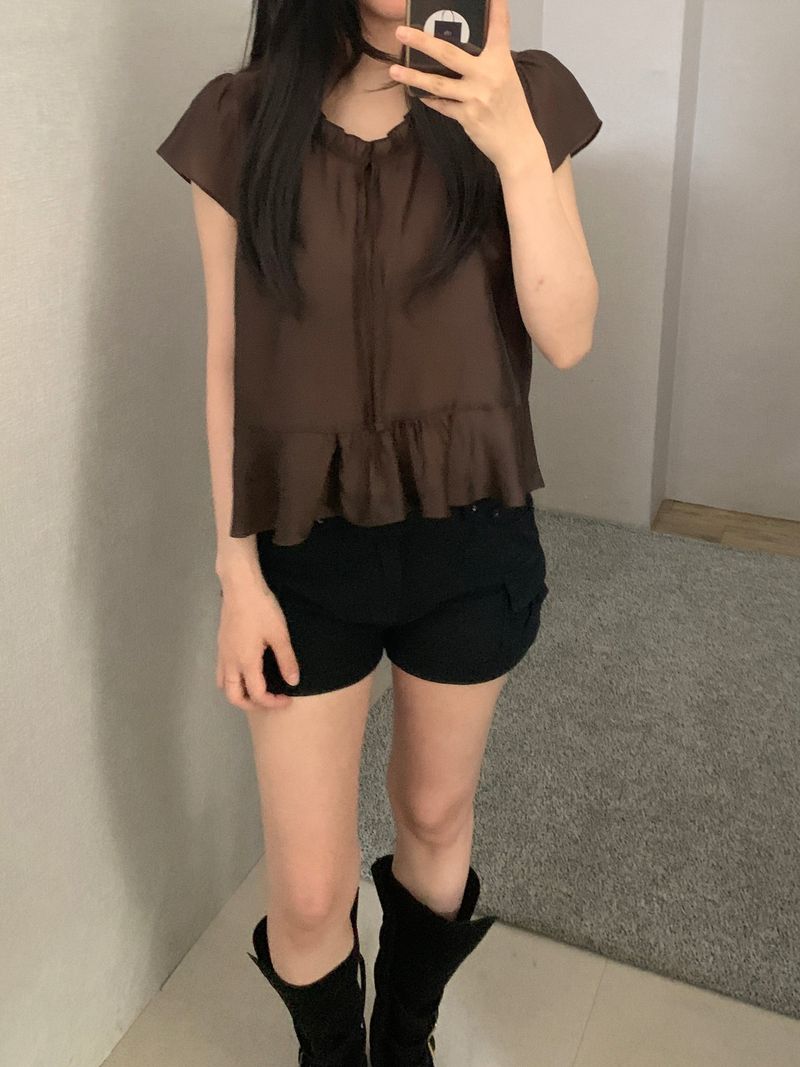Becca Frill Short Sleeve Blouse