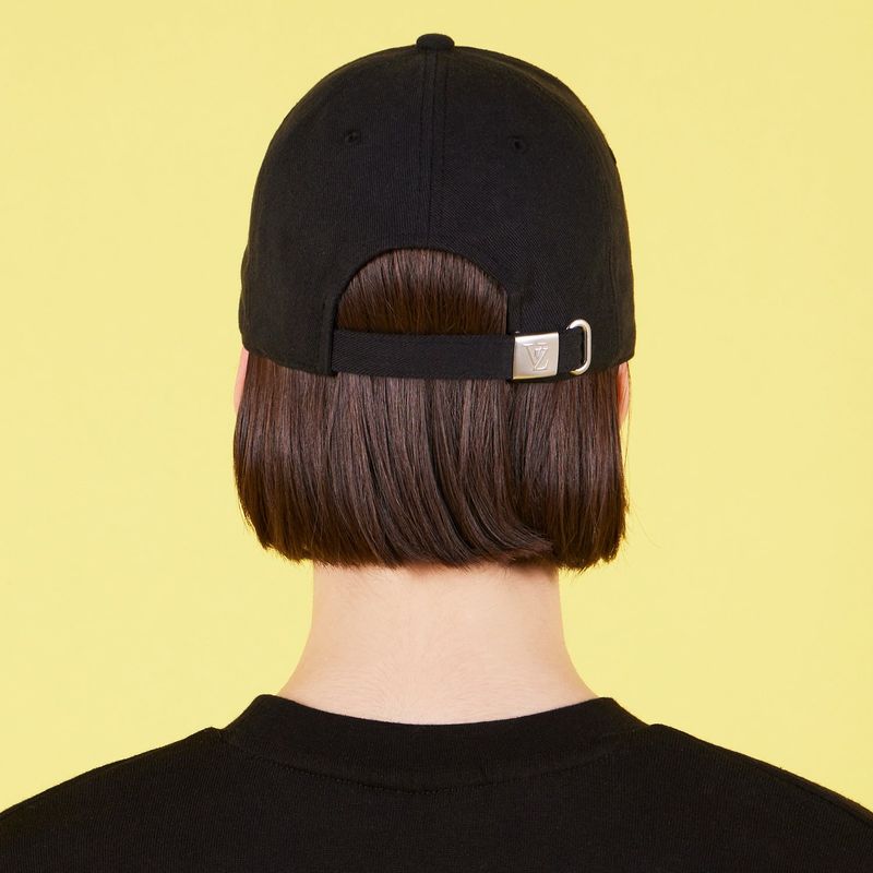 Monogram Applique Over Fit Washing Ball Cap Black