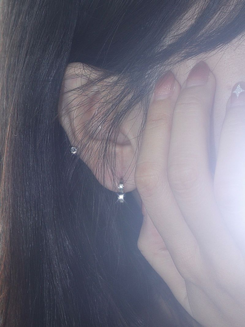 Surgical steel heart ring one-touch earrings