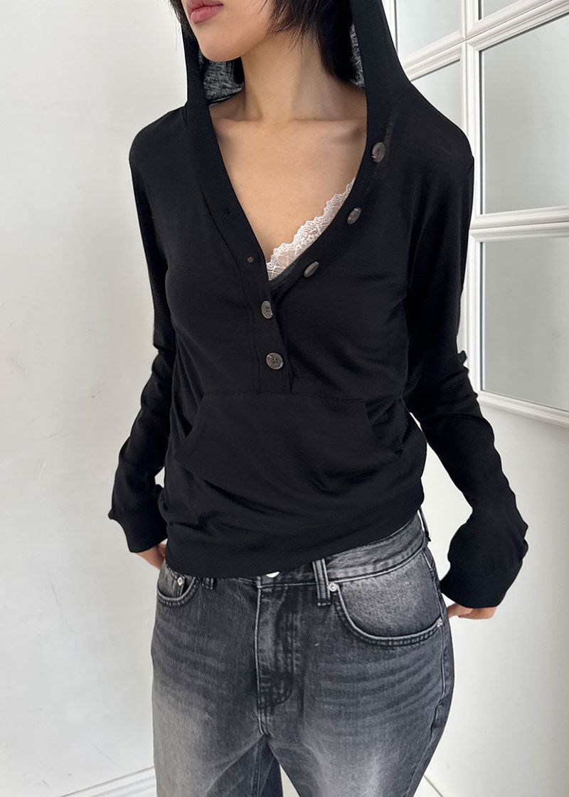 TENCEL BUTTON HOOD TEE