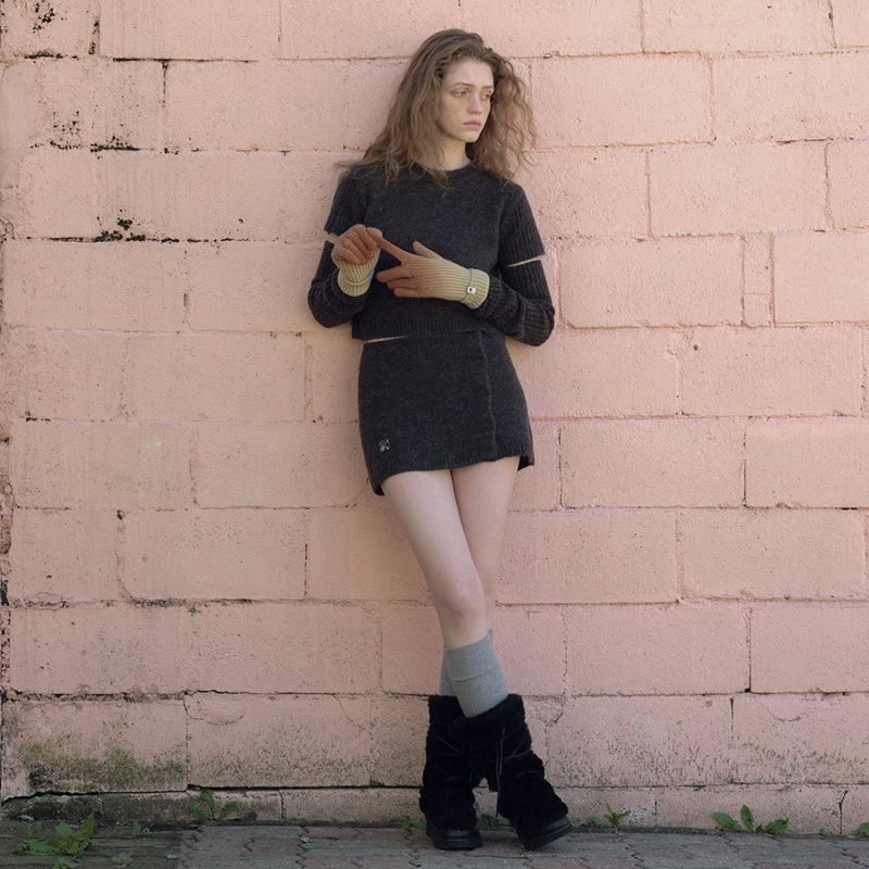 answerisyes（アンサーイズイエス）の「Heidi Knitting Mini Skirt（Skirts）」