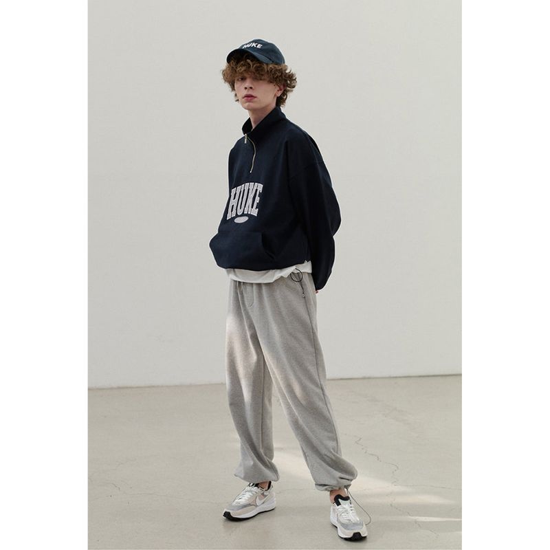 HUKE ロゴ ネイビー ハーフジップアップ MTM