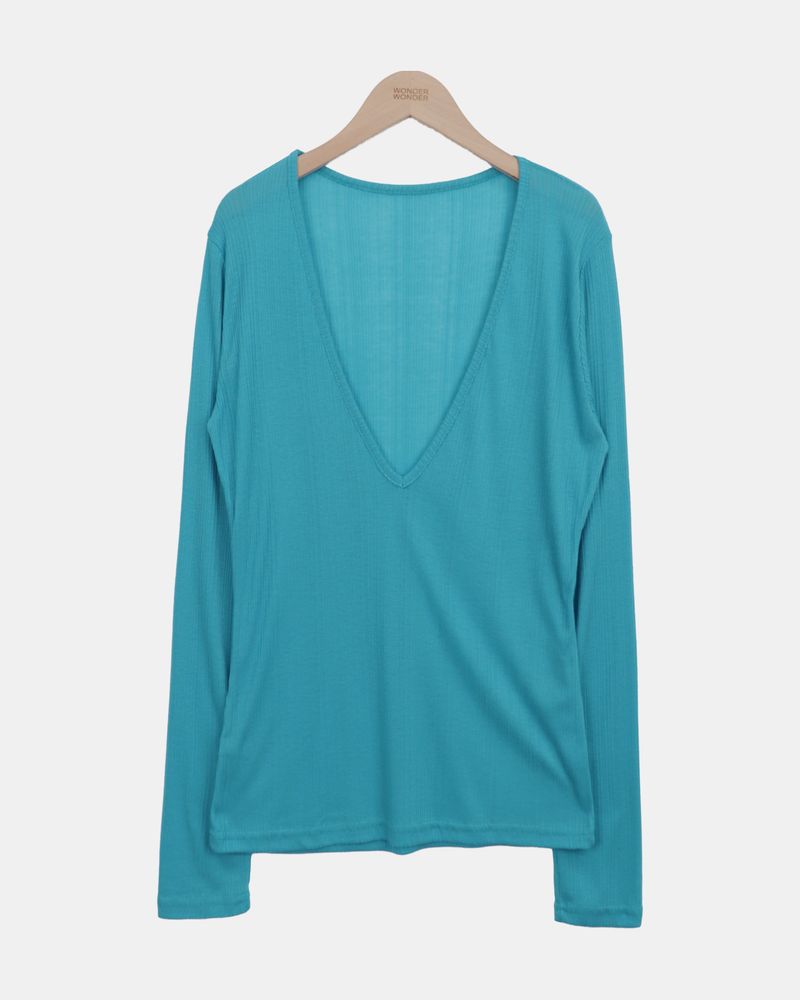 Kazel Deep V-Neck Long-Sleeve T-Shirt