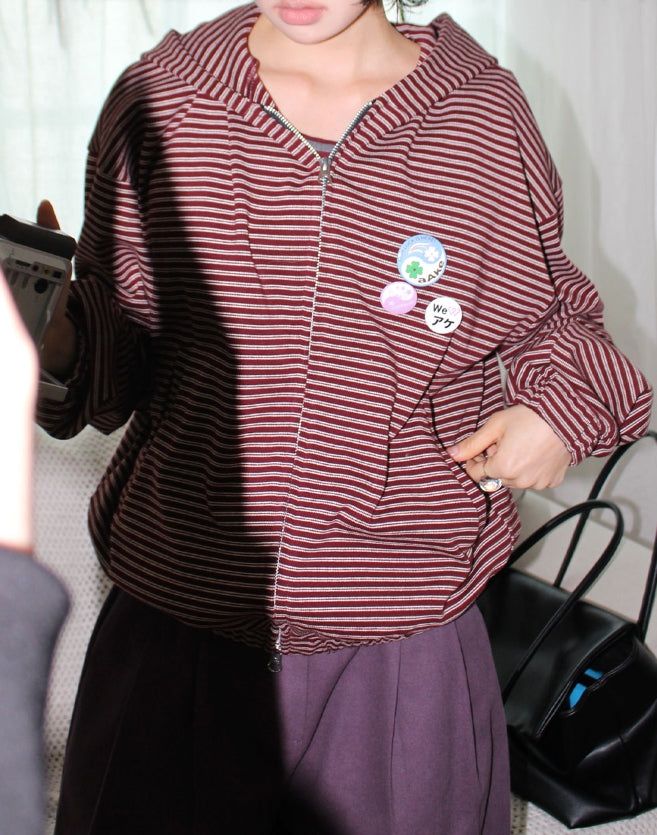 NERD STRIPE HOOD ZIP-UP