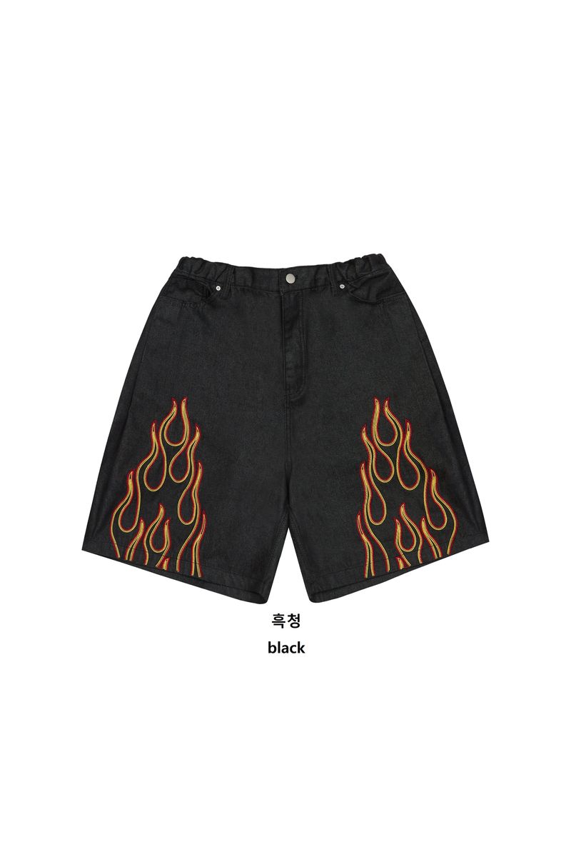 VENTIQUE Flame embroidery Bermuda Shorts 2color