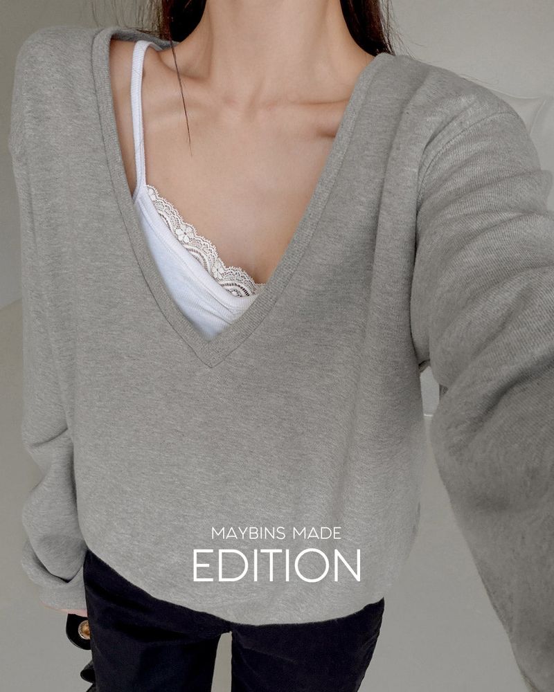 MADE. Alt Deep V-Neck Sweatshirt