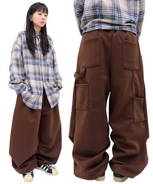 Wide Fleece-Lined Carpenter Pants