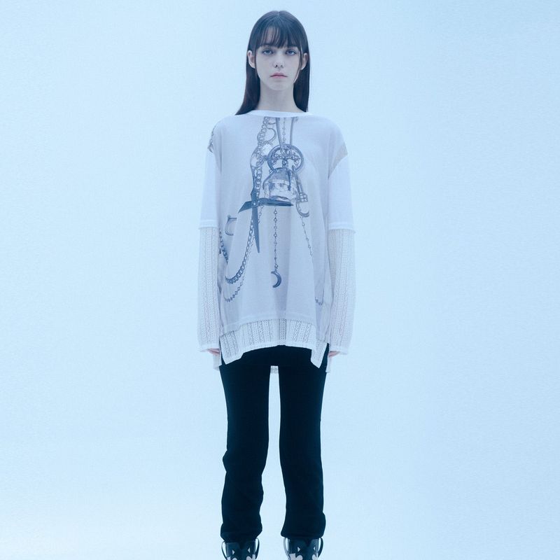 0 6 dripping chain layered t-shirt