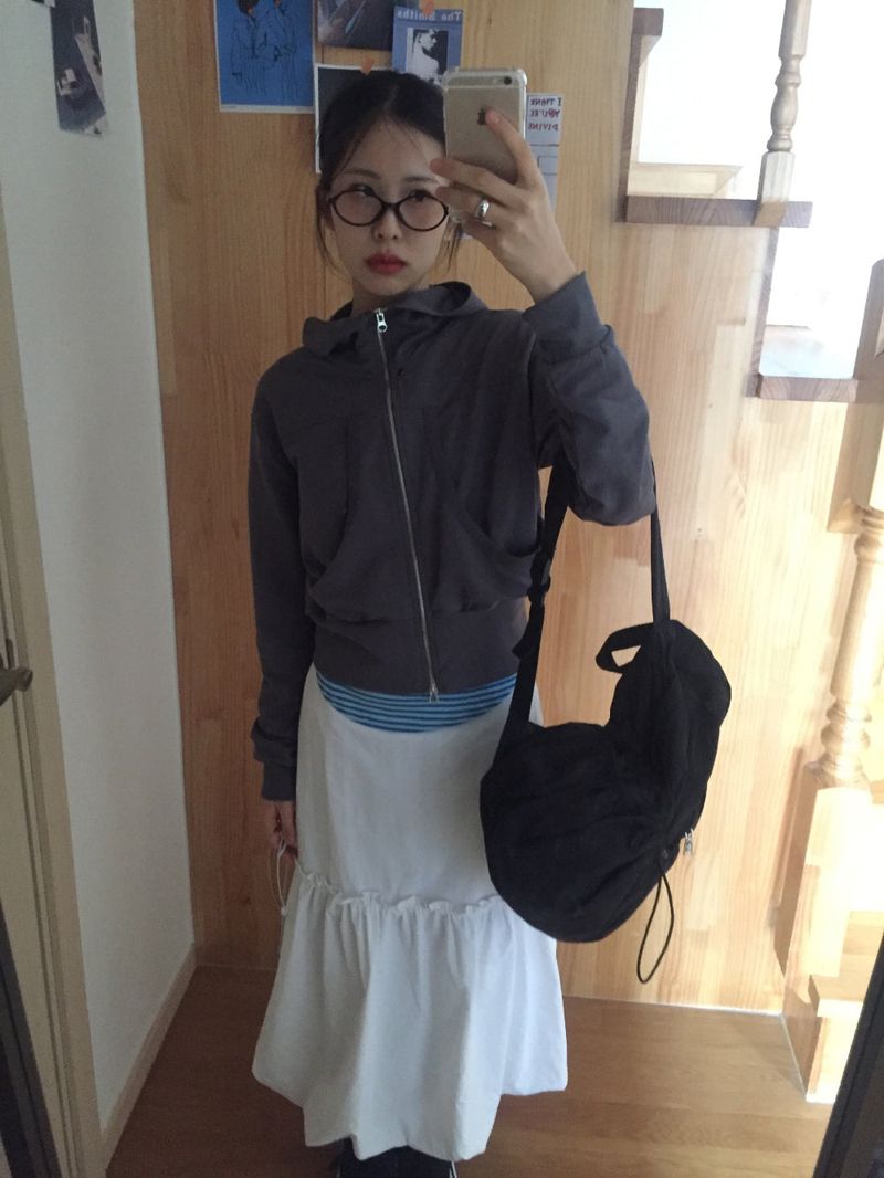 pumpkin nylon long skirt