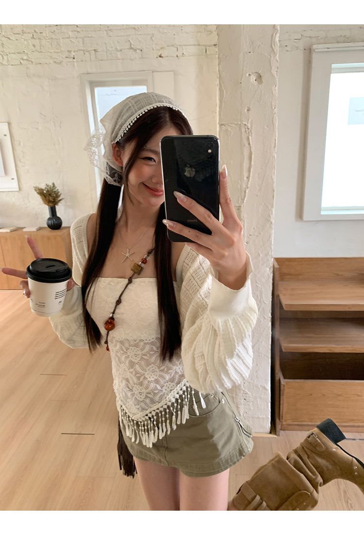 Air conditioner loose fit bolero cardigan