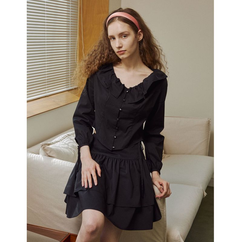 Droplet ruffle skirt (black)