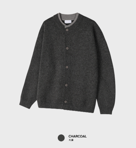 Lapel color scheme round neck button knit cardigan