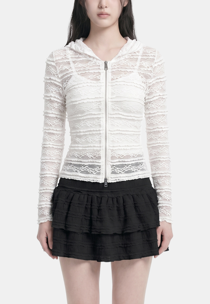 Ivelle Lace Hooded Zip-Up