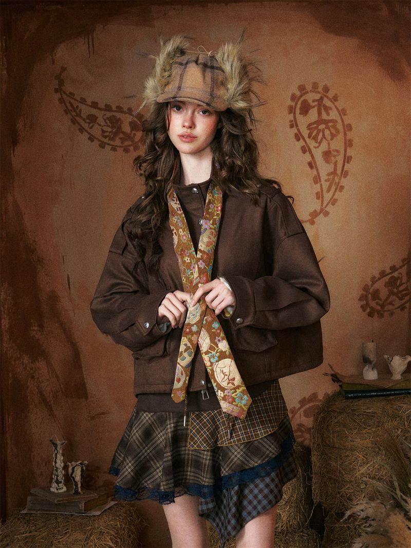 Check Fleece Ear-flap Winter Cap