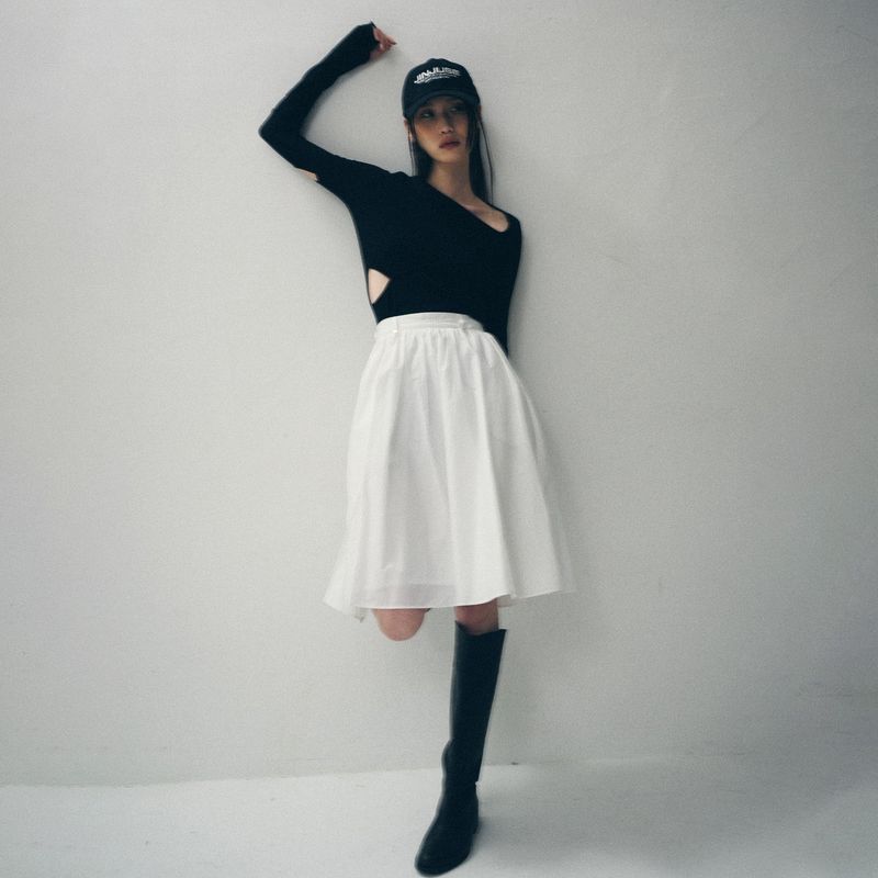 SLIT MIDI SKIRT(WHITE)