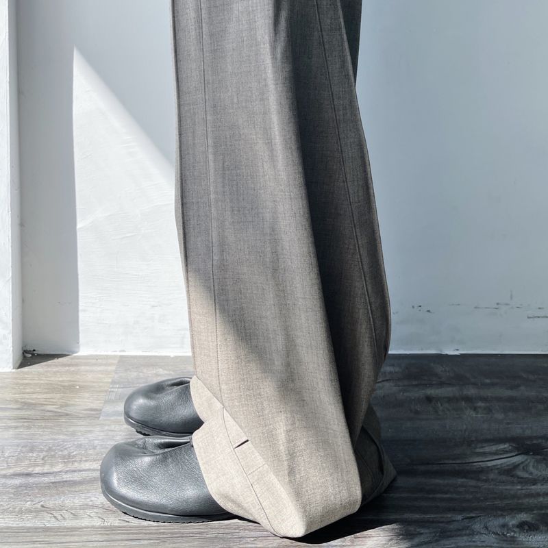 Drape Seam 3D Straight Floor-Length Pants