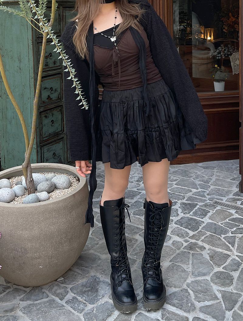 Romantic wrinkle banding skirt