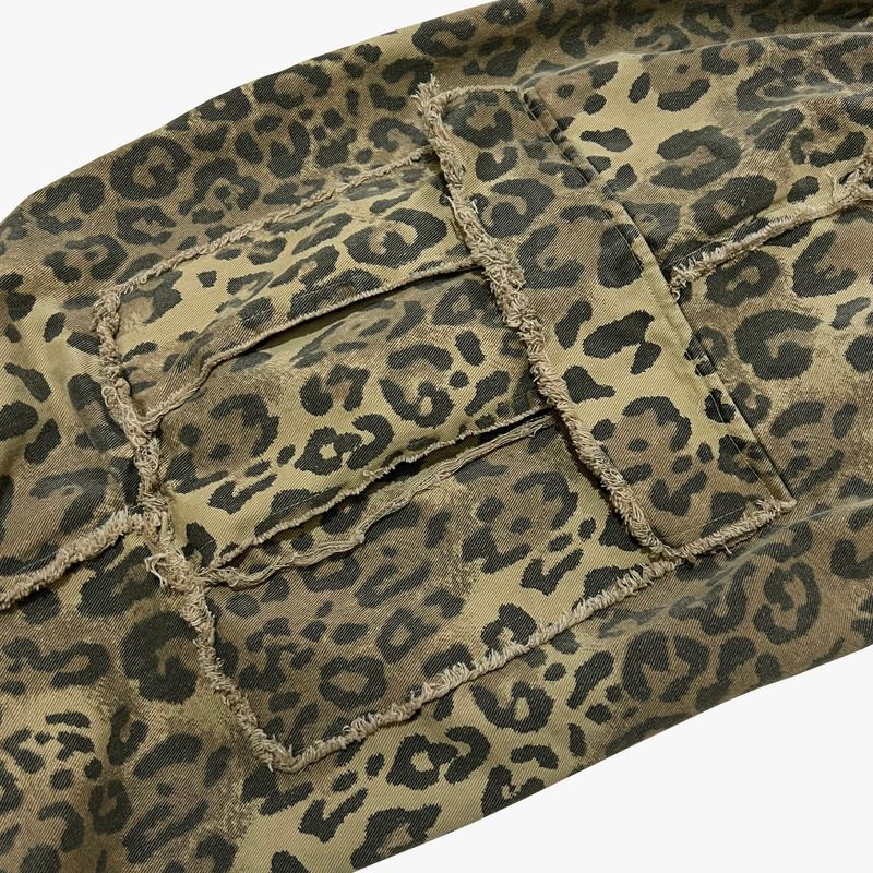 leopard grunge wide pants_beige