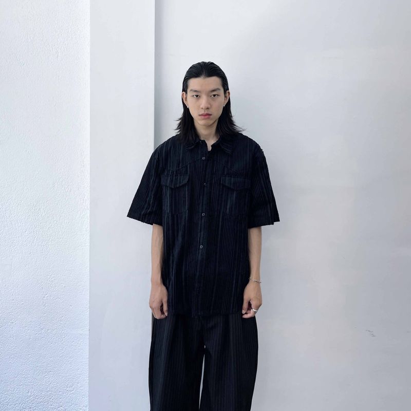 FADE MEET（フェードミート）の「Textured Vertical Utility Shirt（Tops）」