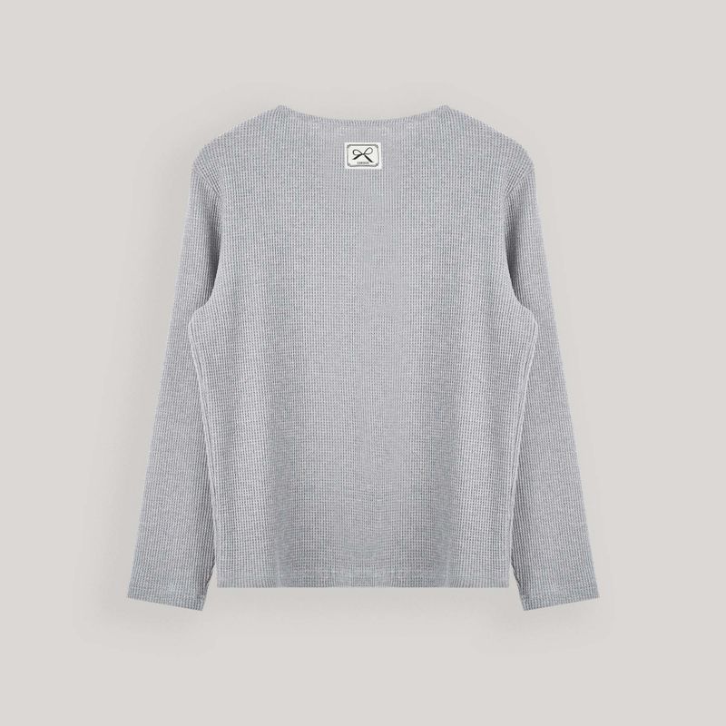 Gray Waffle Button Tee