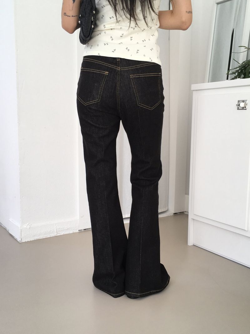 [3color] Libby stitched leg loom bootcut raw denim pants