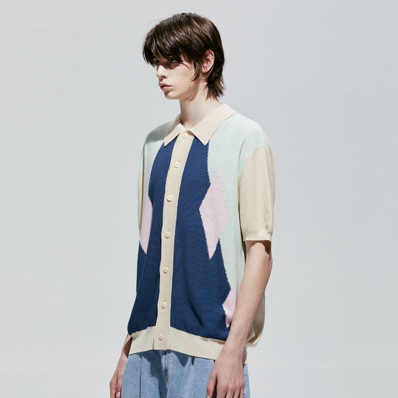 pocker-dia half knit cardigan ivory