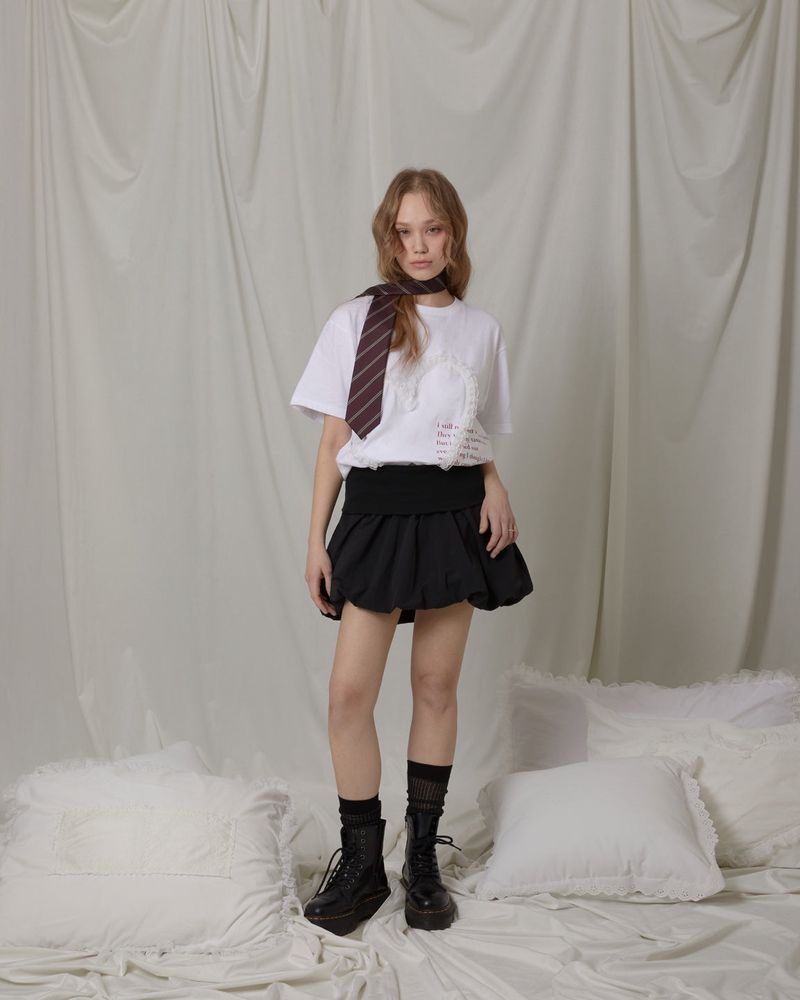 Folding puff skirt / black