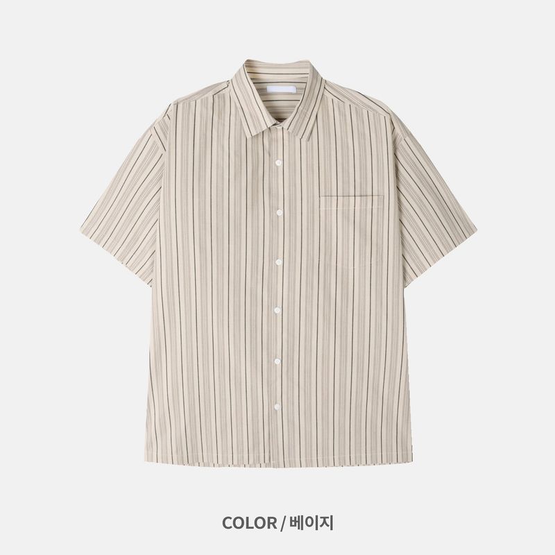 Authentic Stripe Short-Sleeve Shirt (3 Colors)