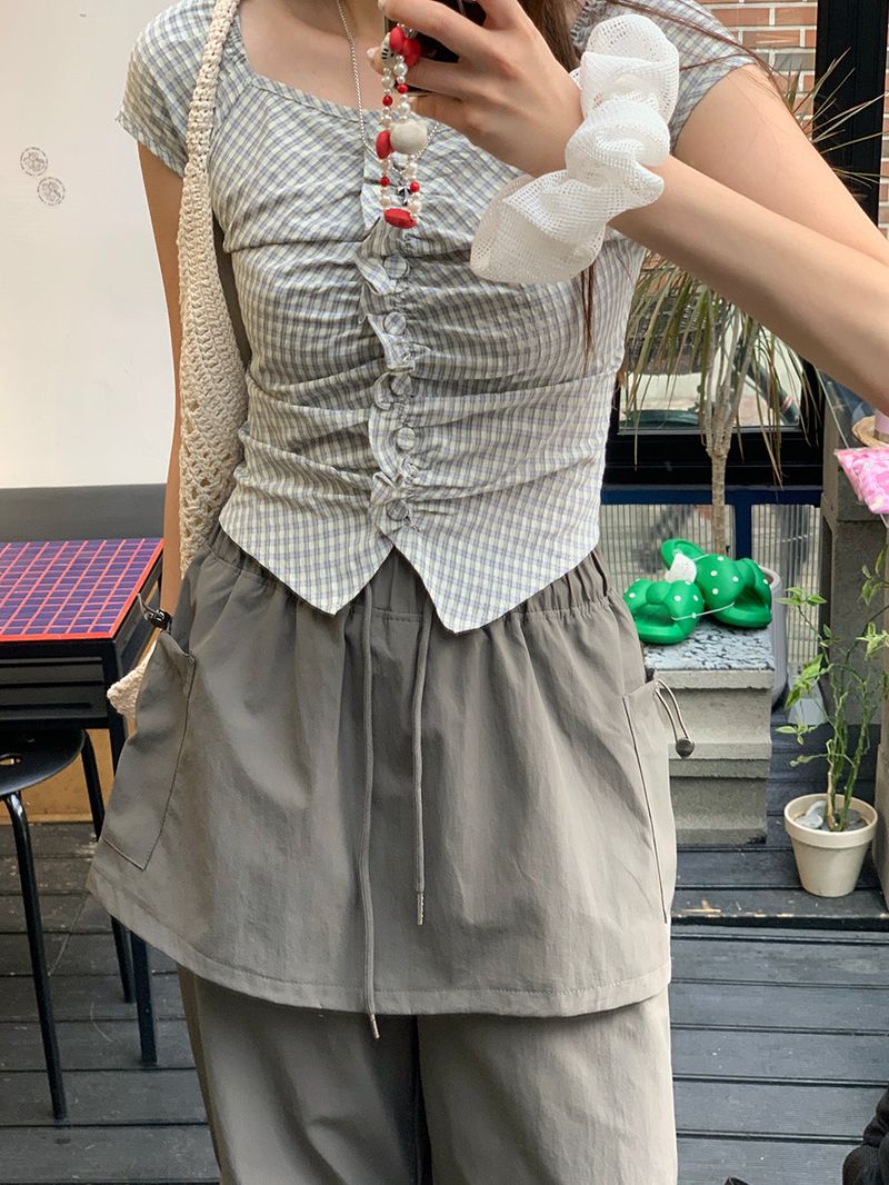 [MADE] Kaen Nylon Layered Skirt Banding Pants