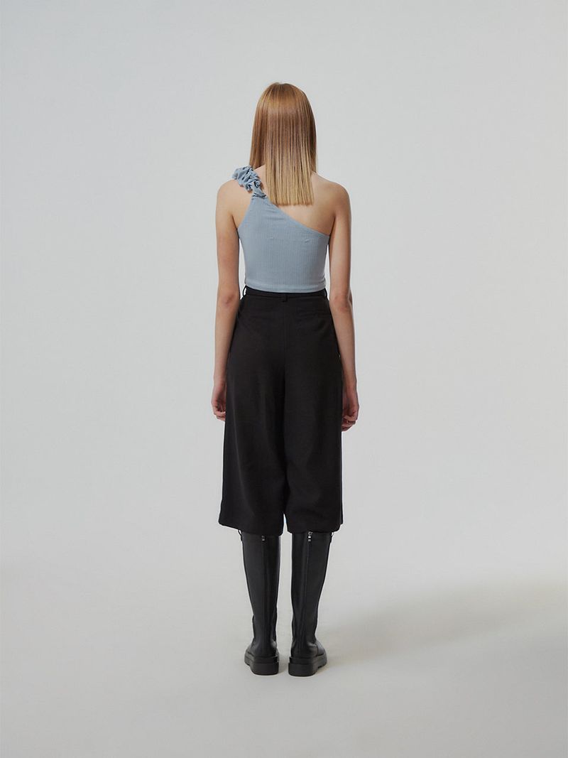UNBALANCED WRINKLE TOP_SKY BLUE