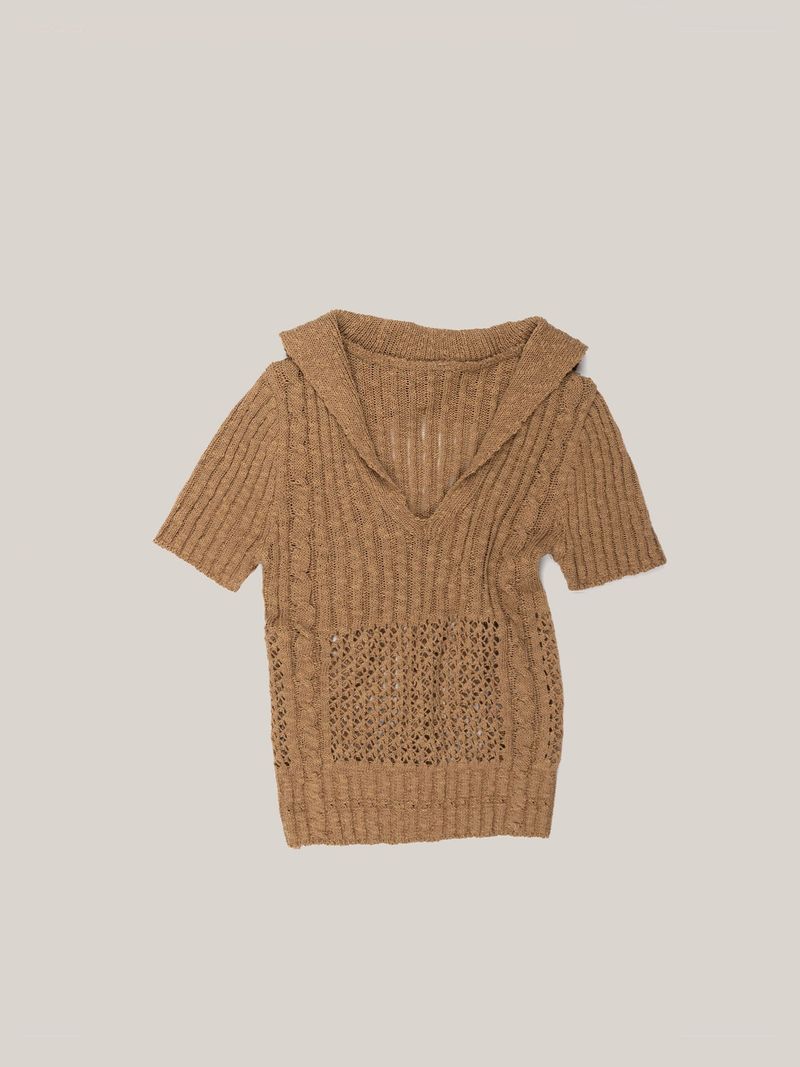 CROCHET PULL OVER [ CAMEL ]