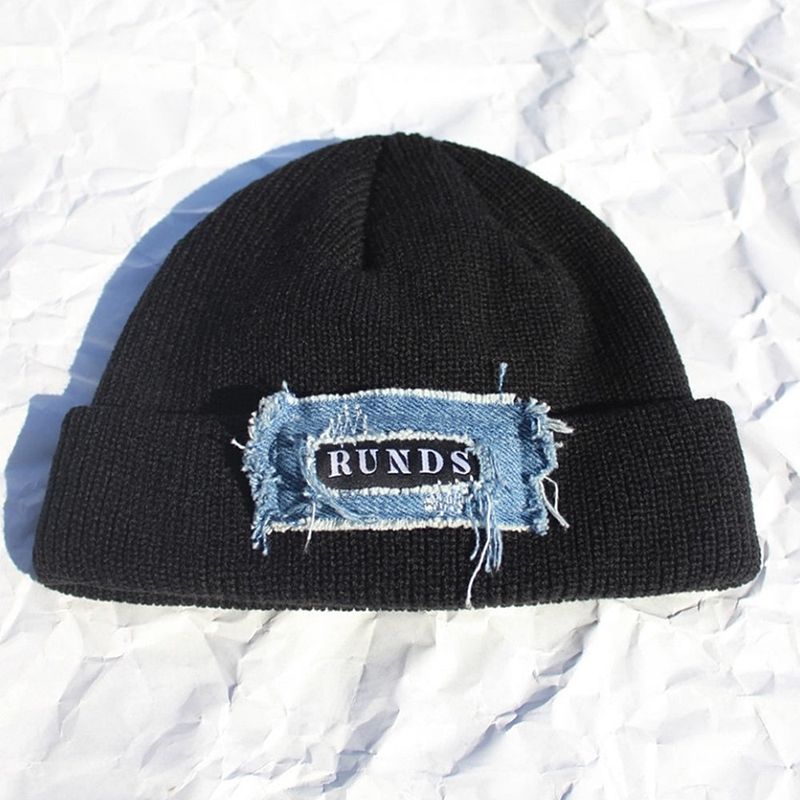 RUNDS（ランド）の「denim patchwork watch cap (black)（Hats）」