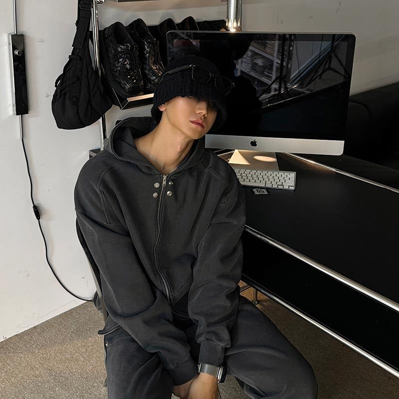 ASCLO（エジュクロ）の「ASCLO Rivet Point Sweat Hood Zip Up (3color)（Tops）」