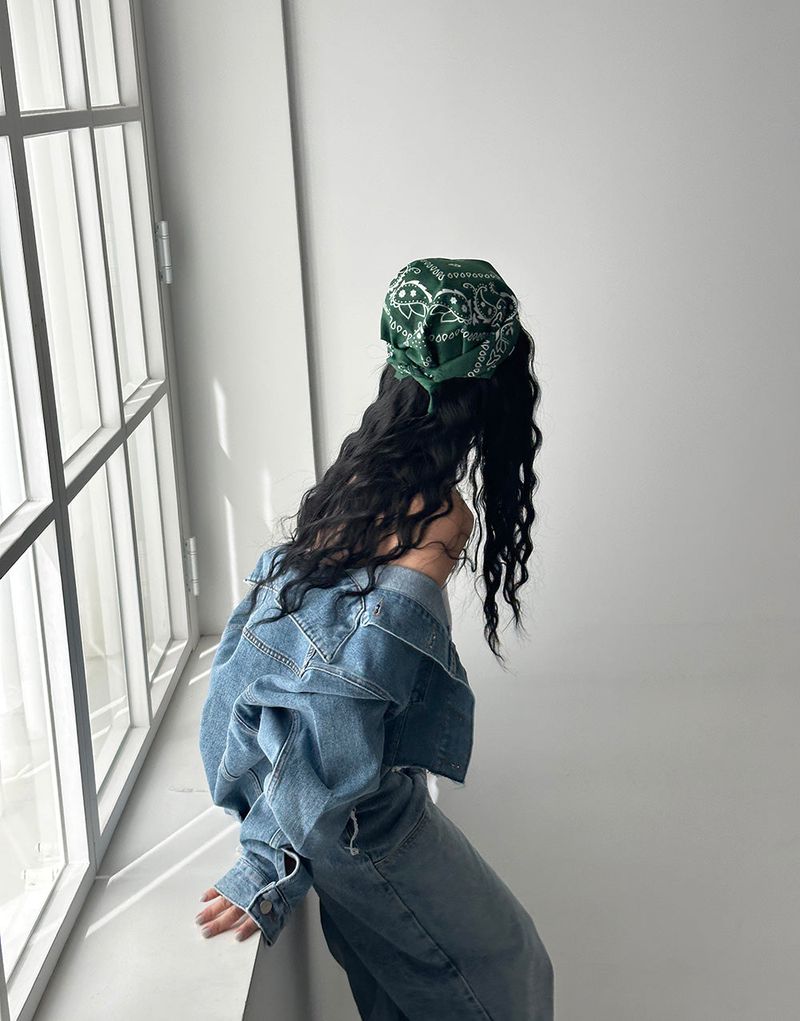 Puppy cropped jean jacket