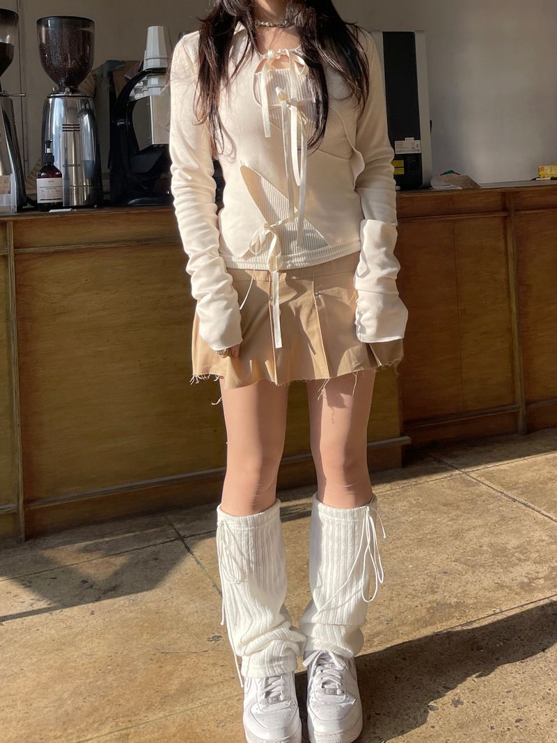 Chunky Damage Button Skirt Pants