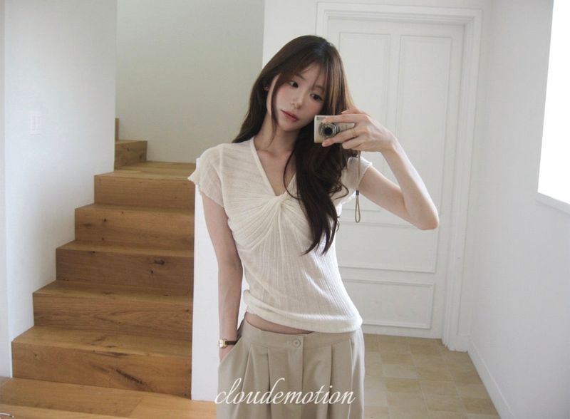 cloudemotion（クラウドエモーション）の「[ daily workwear ] shearing basic linen drape top（Tops）」