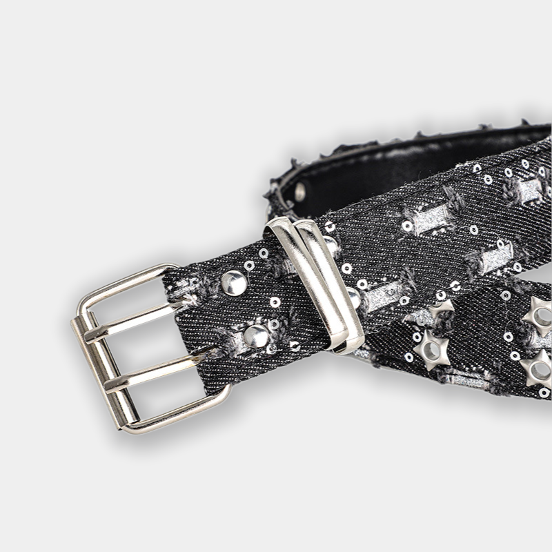 Denim Star Eyelet Double Belt