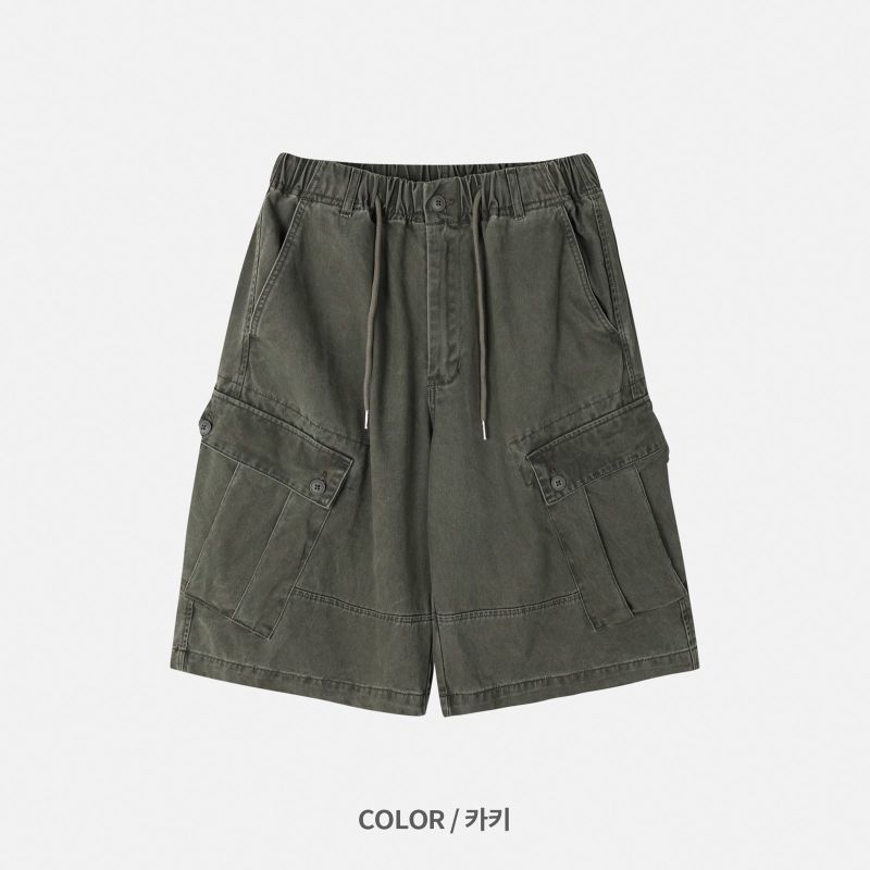 Washed Cargo Bermuda Pants (4color)