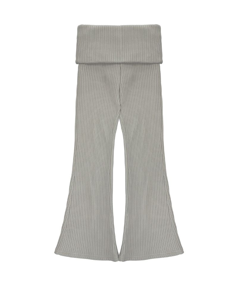 C FOLD BANDING RIBBED FLARE PANTS_OATMEAL