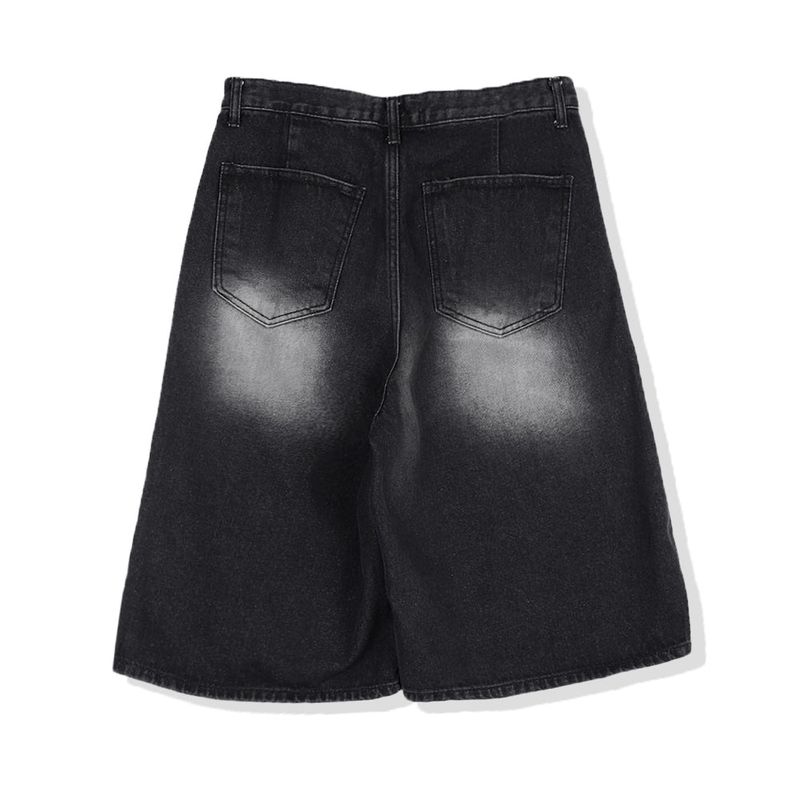 Highlight Cat Washing Black Bermuda Denim