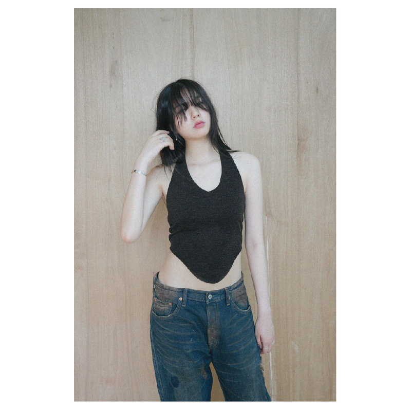 Don't Ask My Plan (DAMP)(ドントアスクマイプラン)の「HALTERNEK KNIT VEST_BROWN(Tops)」