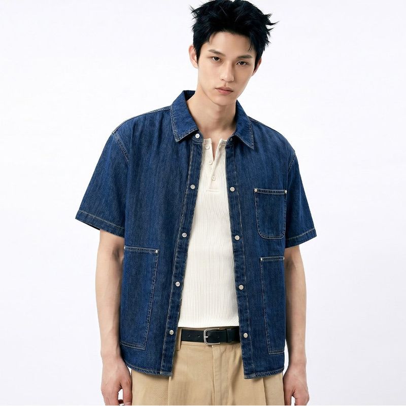 UNDEROFF(アンダーオフ)の「Oversized Pocket Short-Sleeve Denim Shirt Indigo(Tops)」