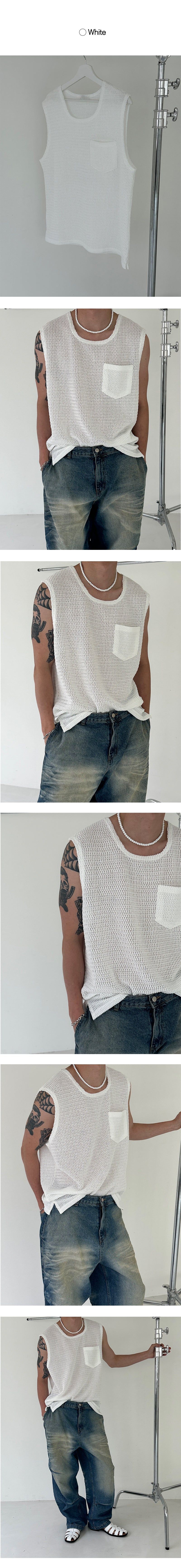 [S/S] Square pocket knit sleeveless (5color)
