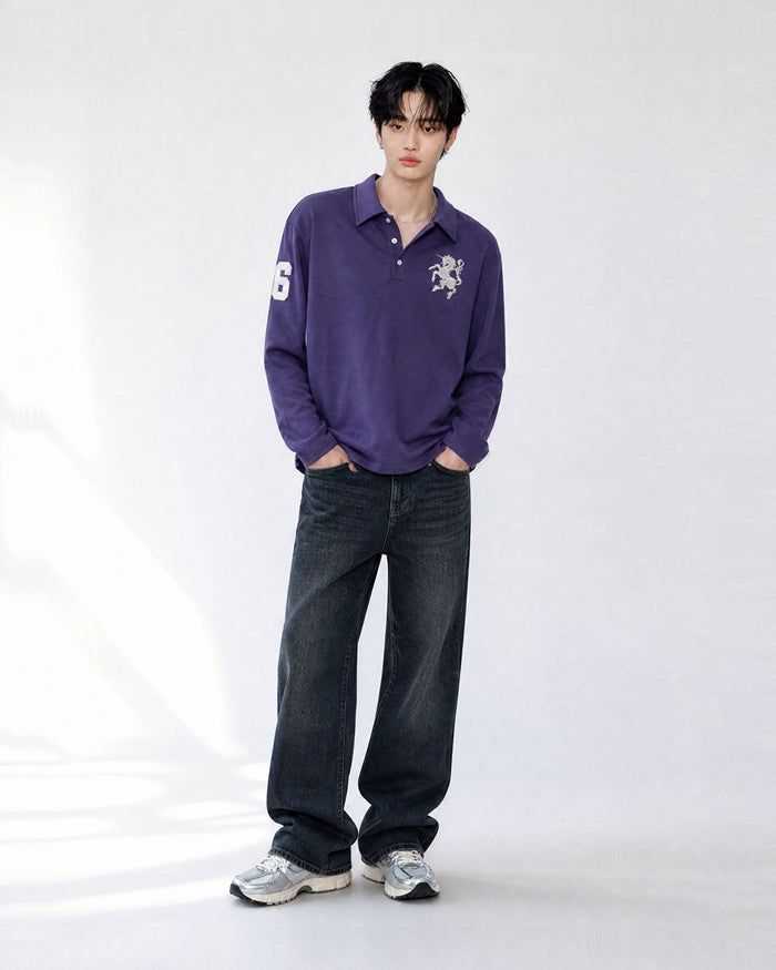 (UNISEX) Horse PK Collar Long Sleeve