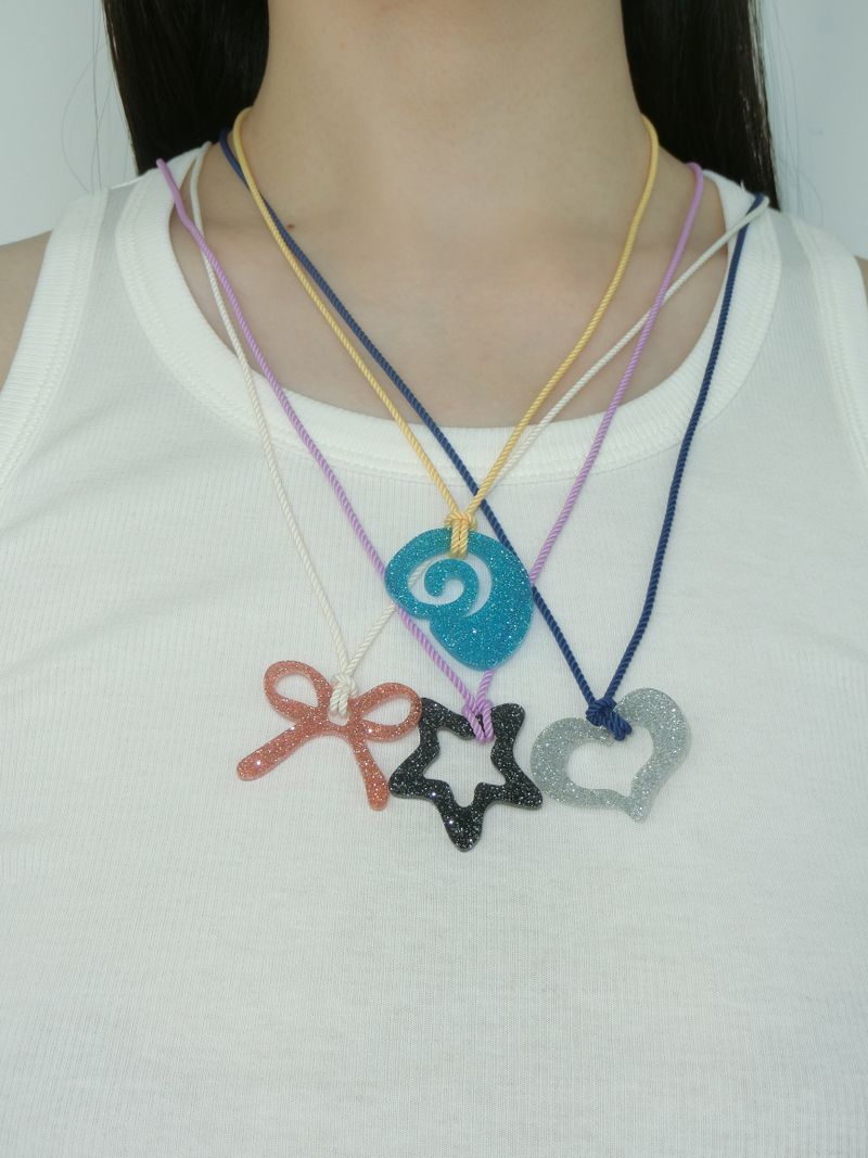 Glitter Necklace-pink/ribbon