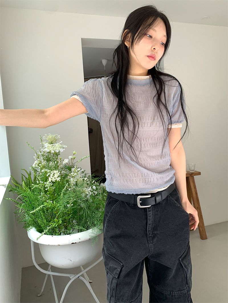 SHEER PUFF BLOUSE (4C)