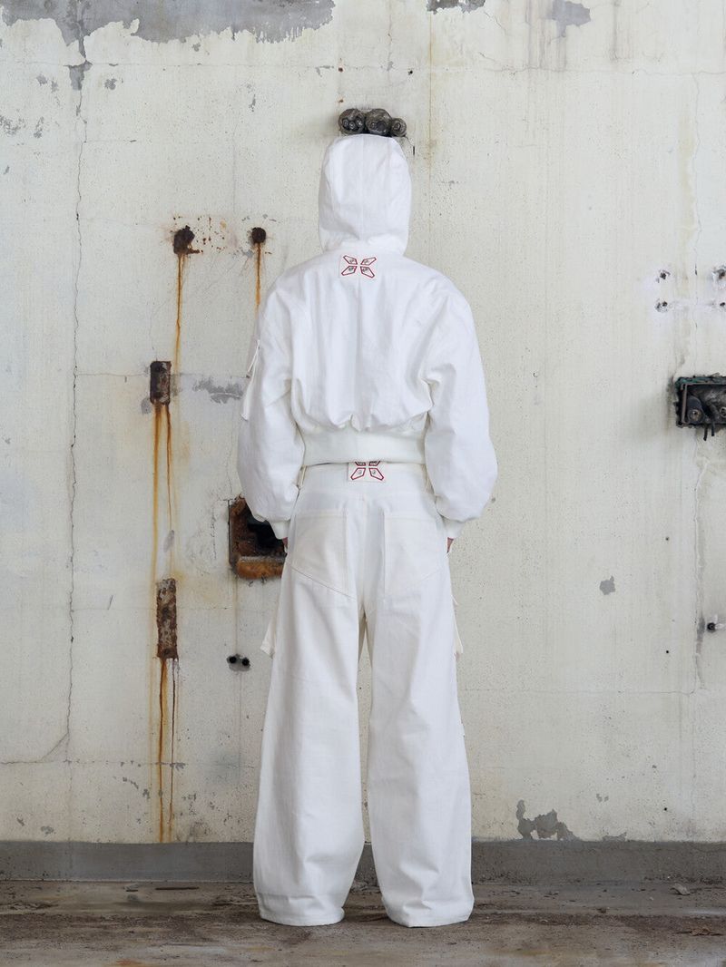Ghost In The Shell Logo Denim Cargo Pants (White)